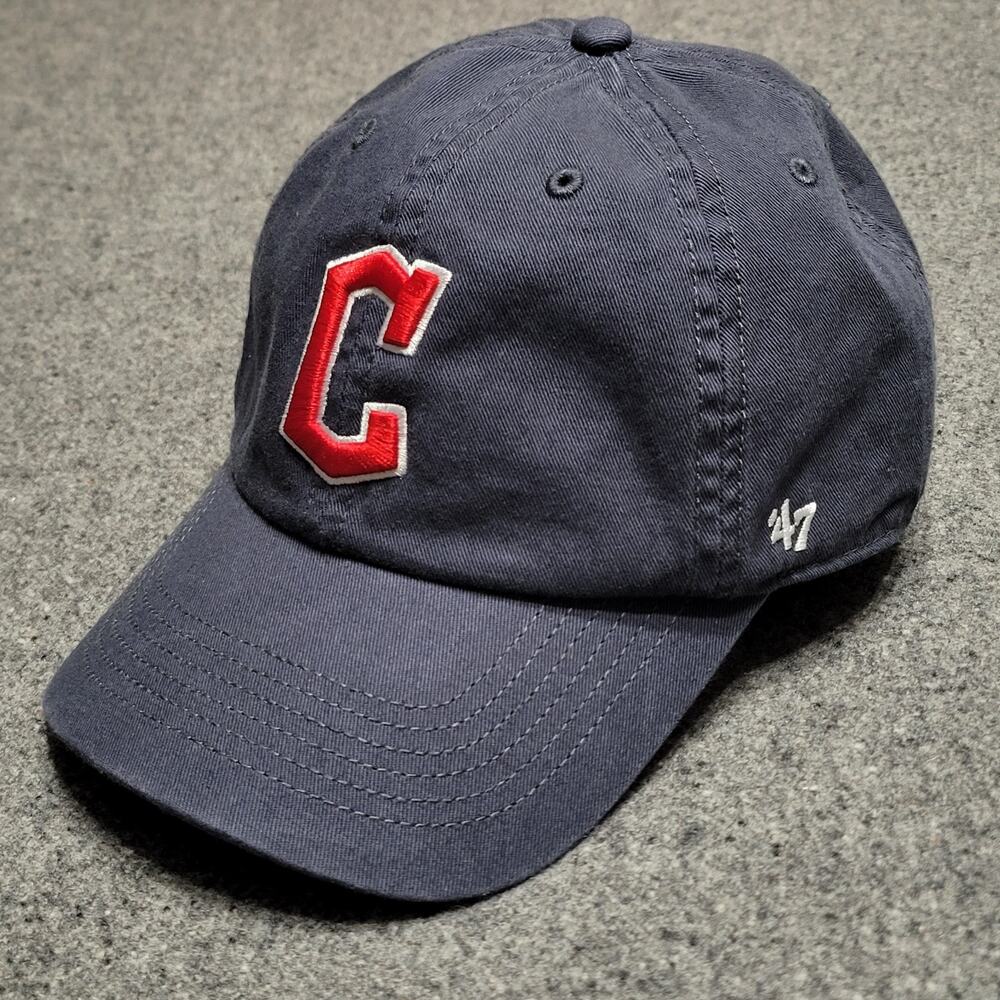 Cleveland Indians Hat Baseball Dad Cap Mens Large Blue '47 Perfect Fit Fitted
